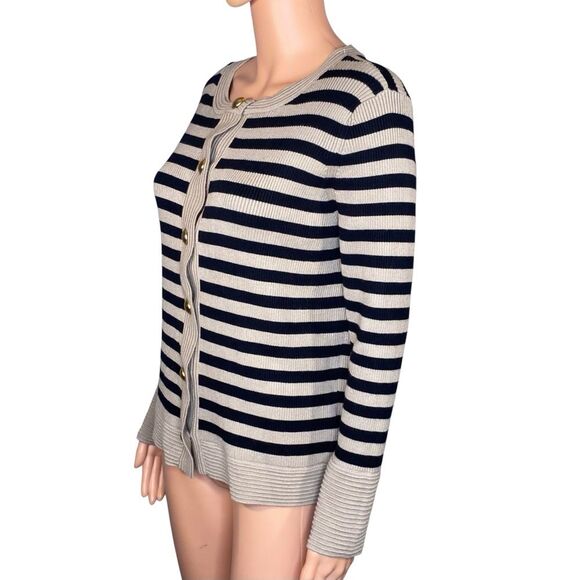 Love Trend New York Button Down Cardigan Women Size Petite Large Striped Pattern - Picture 3 of 7
